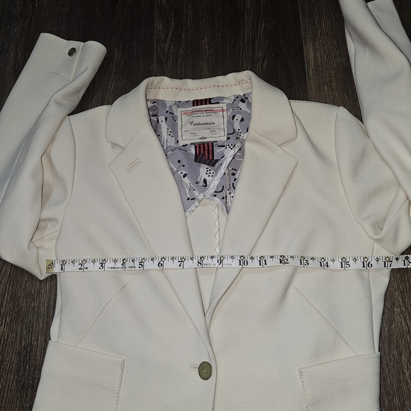 Cartonnier Cream Textured Blazer - Anthropologie Style Size 8P - Picture 7 of 13